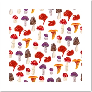 Mushrooms in Gouache Pattern Posters and Art